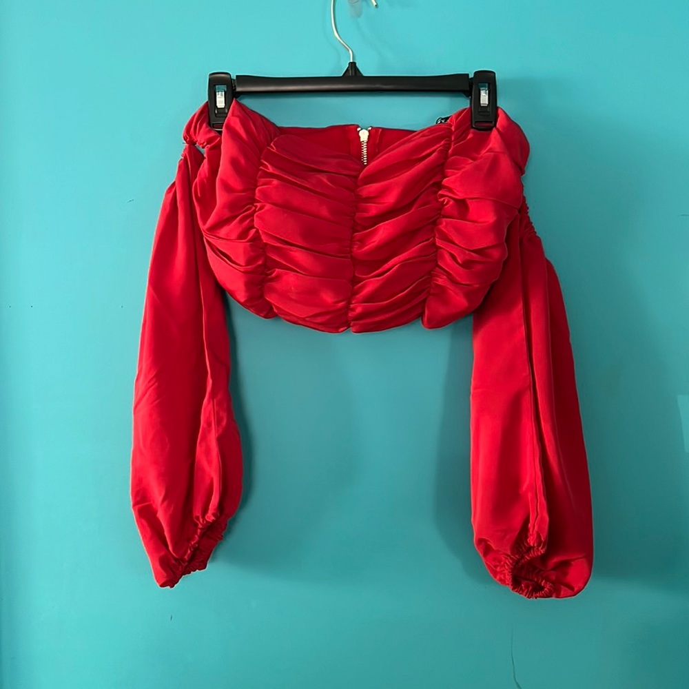 Game Day Red Chiffon Crop Top